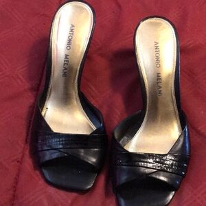 Antonio Melani Black Leather Sandal